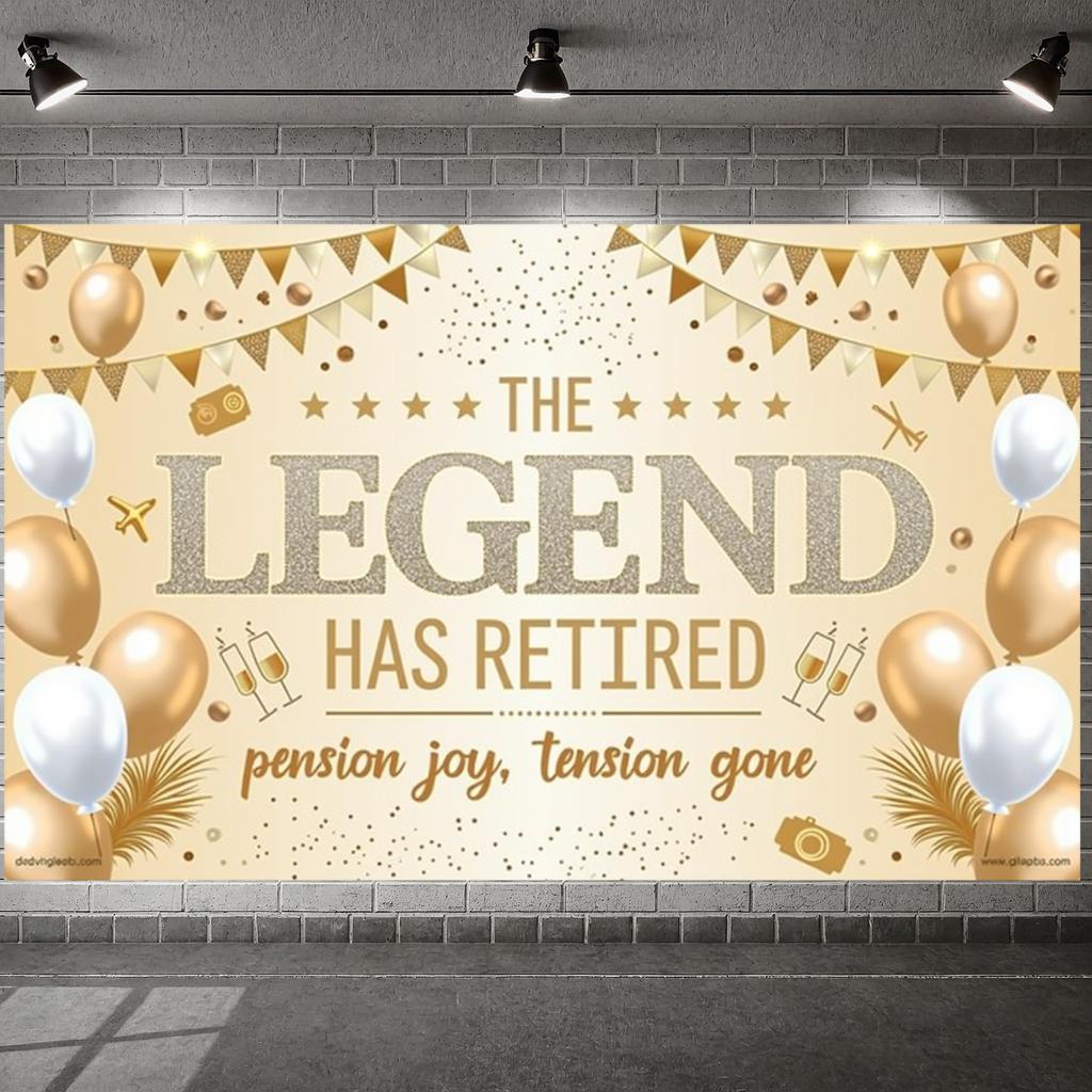 Pension Party Backdrop Elegant Joyful Retirement Backdrop Retirement Banner Sparkling Background For Happy Send-off Friends
