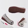 Fashion New Authentic Leather Shoes Women Autumn Floral Wedged Pumps Comfy Elderly Ladies Med Heels Slip On Shoes Mom Driving Moccasins