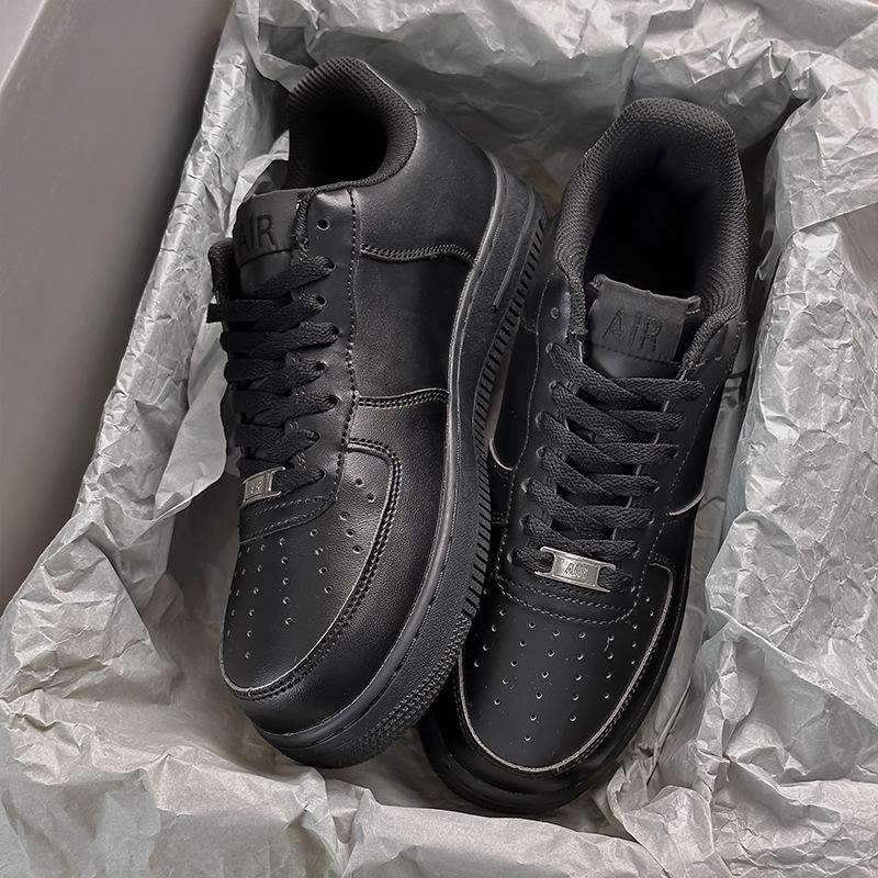 Air Force One Luftpolster Rindsleder Sneaker - Höhensteigernde Unisex Weiße Schuhe