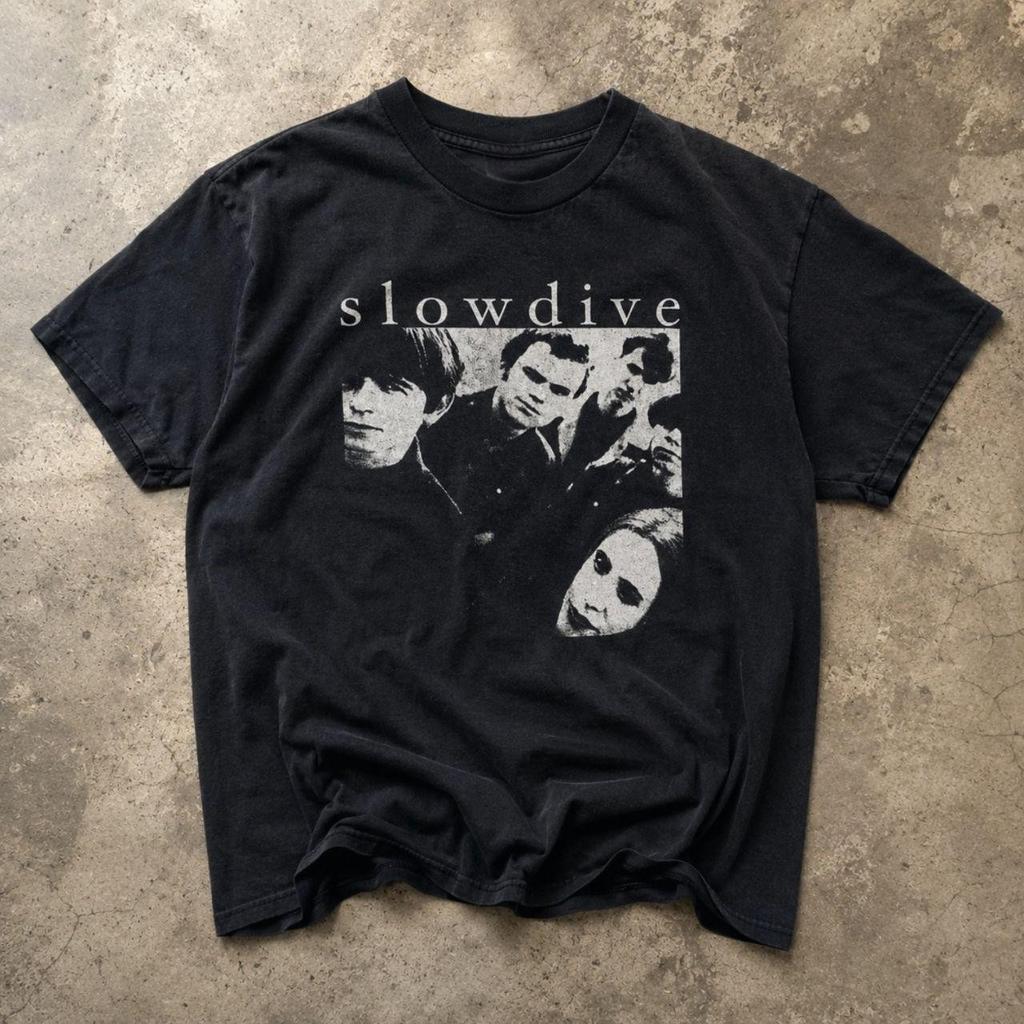 Slowdive Vintage Style Black Graphic T-Shirt Unisex Alternative Rock Tee
