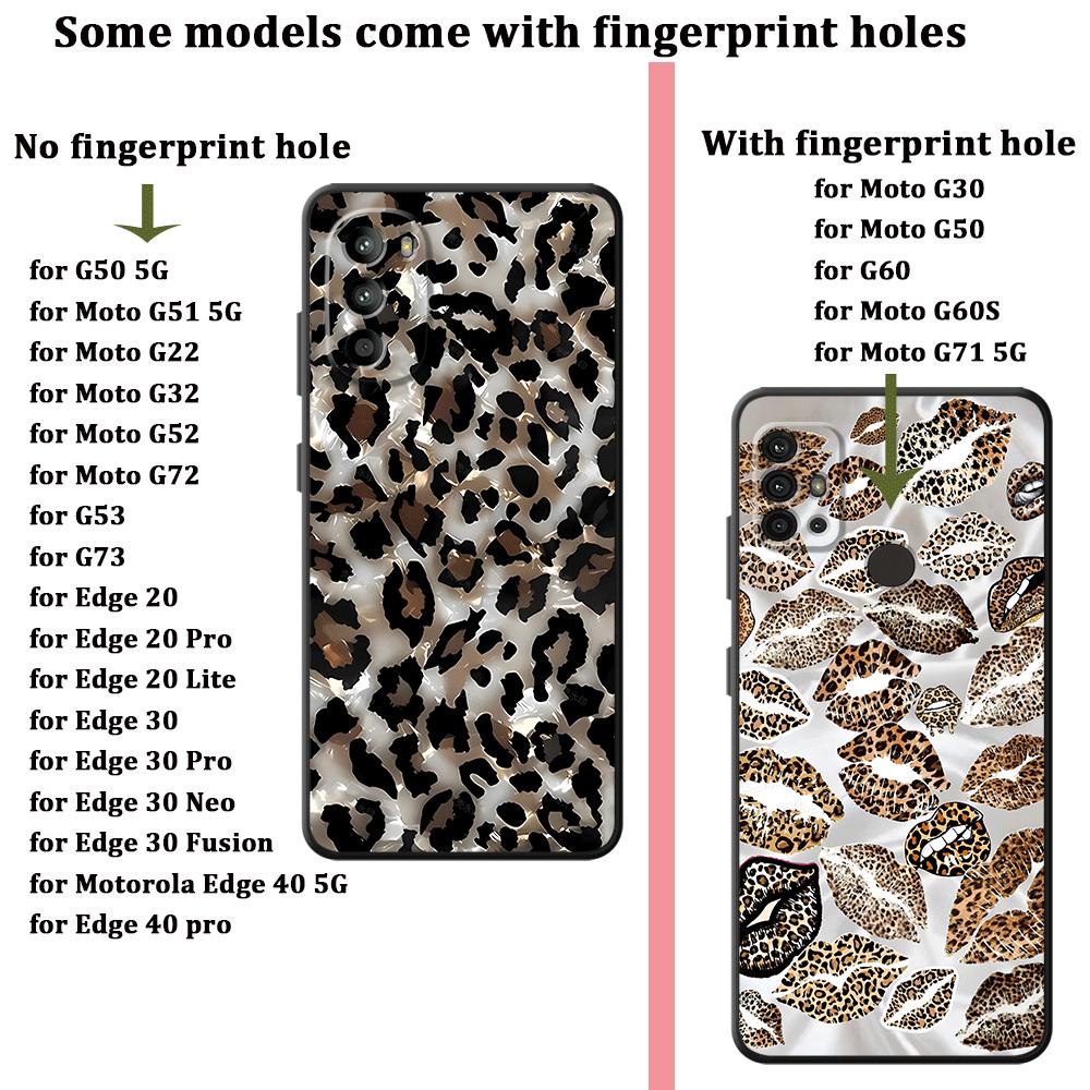 Leopard Print Lip Print Art Phone Cover Case for Motorola Moto G52 G51 G73 Edge 20 Pro 30 Lite G53 G30 G22 Edge40 G60s G50 G71