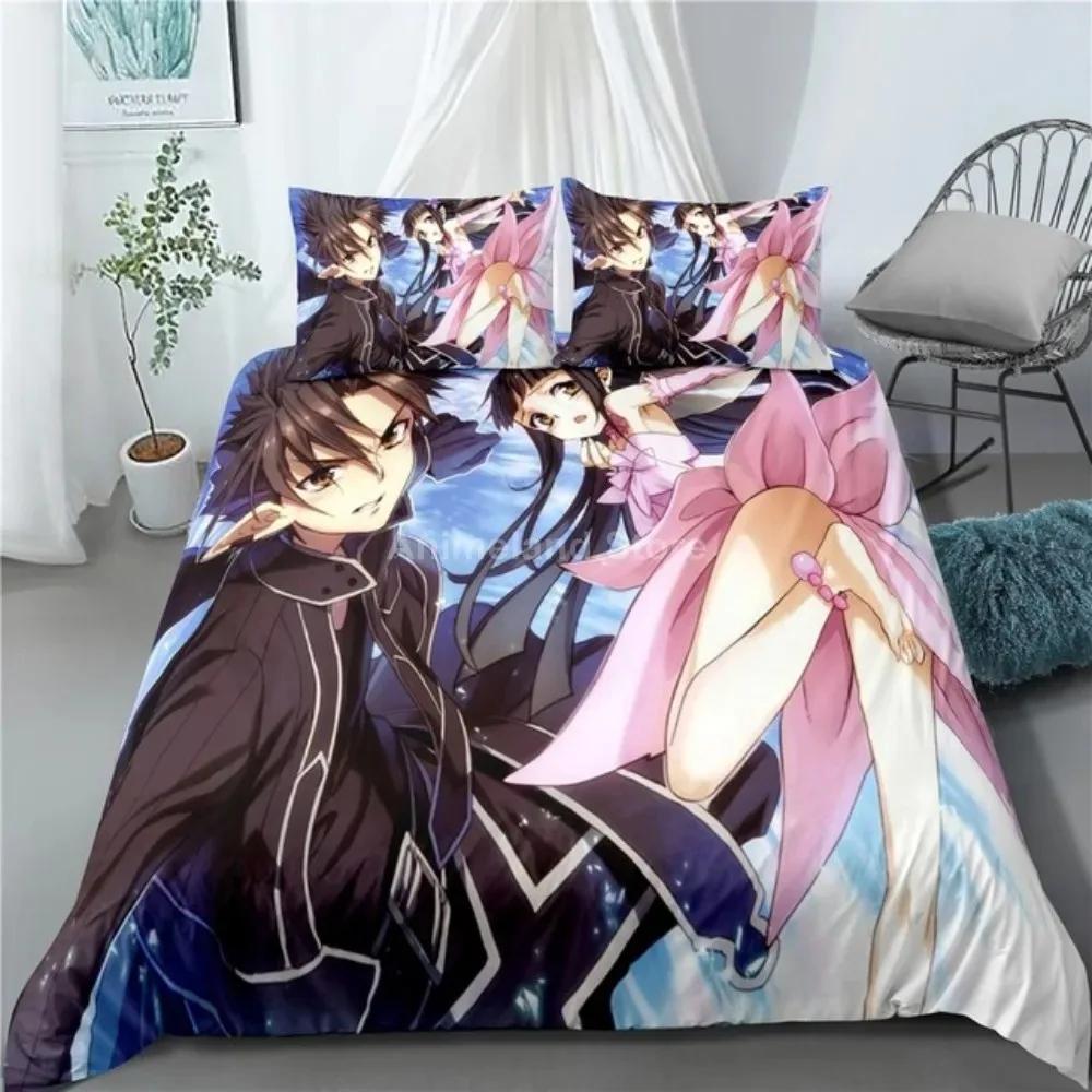 Fashion Gift Cartoon Sword Art Online Bedding Set Anime Bed Linen Quilt Duvet Cover Sets Home Decor Twin Single Queen King Size