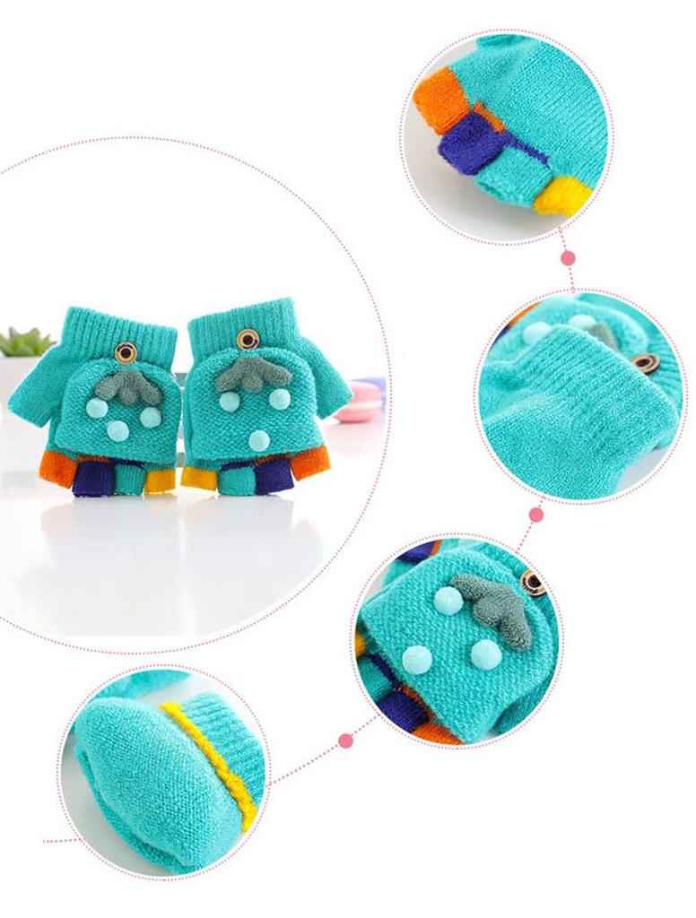 eigenn Knit Gloves for Boys and with Mitten Fingerless and Warm and Warm for Snow and More Kids' Babies, Girls, Covers, Half-Finger, Play, School,