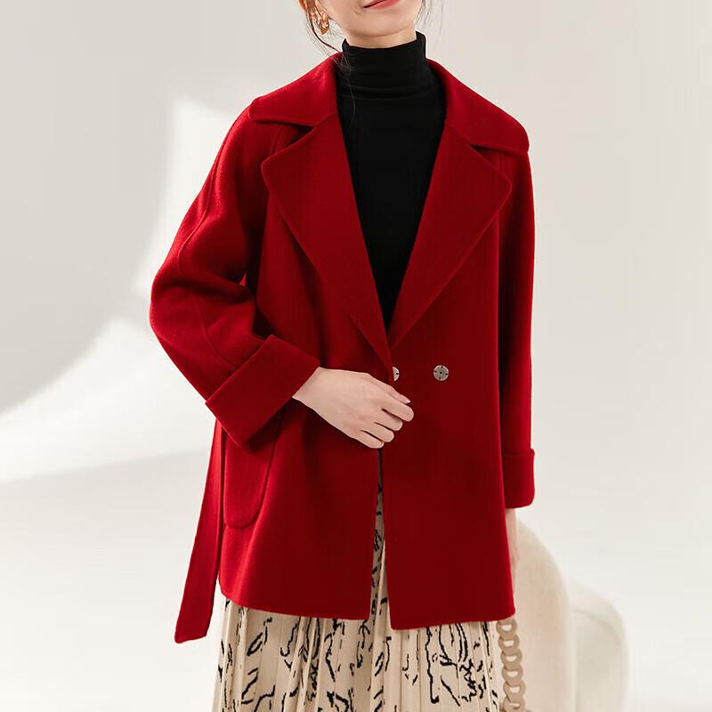 Women's 100% Wool Notched Lapel Double-faced Mid-length Winter Coat