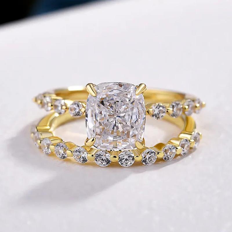 

Fashion Luxury Women Set Rings Brilliant Crystal Cubic Zirconia Temperament Female Finger Rings 2Pcs Wedding Jewelry Bulk 10