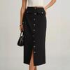 Autumn New Style Elegant Commuting Straight Skirt Retro Button Slit Versatile Skirt