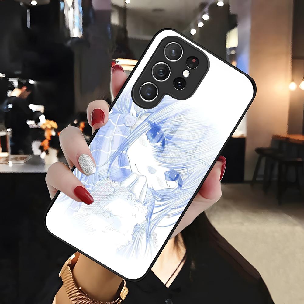 Sketch Anime Girl Phone Case For Samsung S26 S25 Edge Ultra 24 23 22 21 Ultra Plus Fe A55 56 15 4G 5G Glass Cover