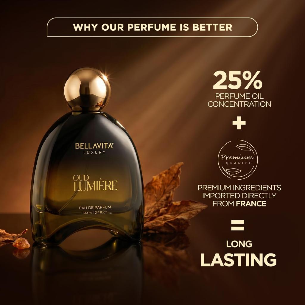 OUD LUMIERE | Realizzato a Dubai | Profumo Da Uomo | 100ml | Concentrazione di Olio 25% | Oud, Cuoio, Sandalo | Profumo Premium A Lunga Durata