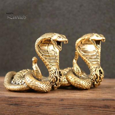 Brass Snake Figurine Retro Snake Statue with Detailed Scales Home Office Tabletop Mini Snake Ornament Gift for Snake Lovers