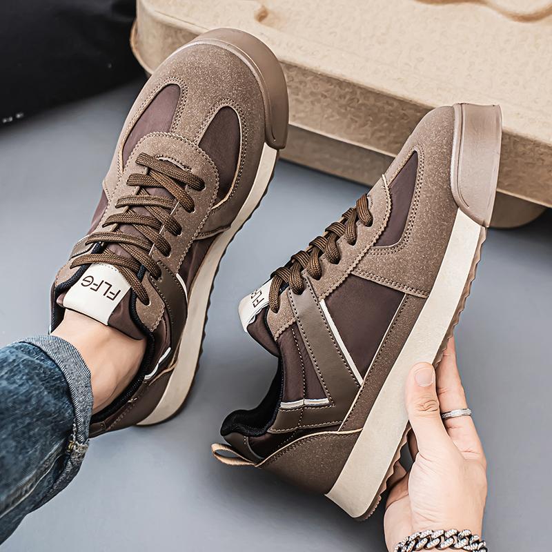 Fashion Casual Sports Shoes Men Increased Fashion Leather Casual Shoes Board Shoes High Quality Outdoor Chunky Sneakers British Style