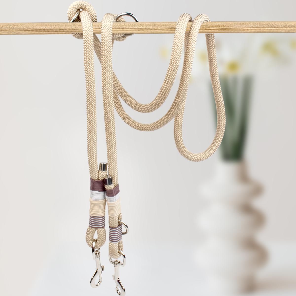 Multifunktionale Hundeleine Kurz Lang Leinen Doppelleine für Hunde Umhängeleine Hüftleine Für Outdoor Spaziergang Hundeleine Starkes Seil (White,L(1.2x200cm)) weiß