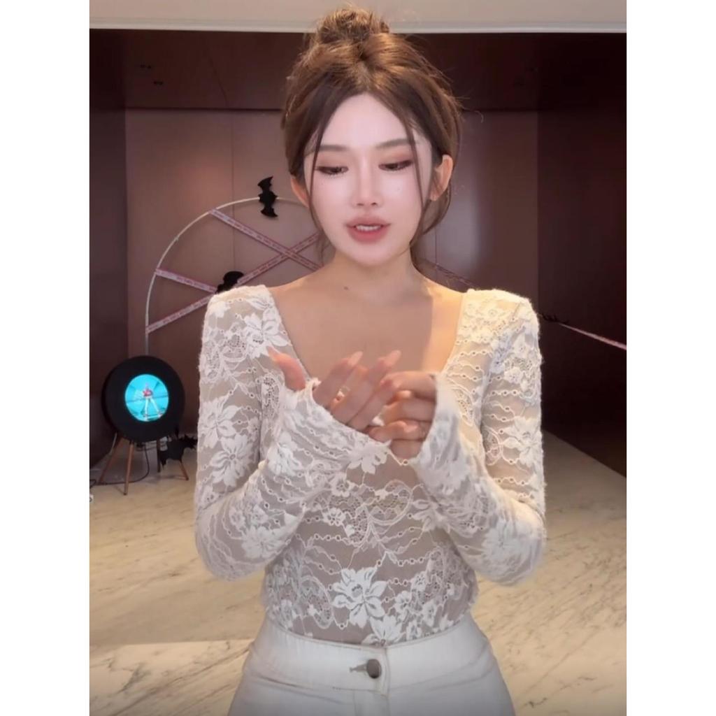 Chic Korean Lace Base Layer Top - Autumn/Winter Sexy & Elegant Temperament