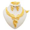Nigeria Dubai Gold Color Exquisite Luxury Jewelry Set African Wedding Gift Party Ladies Bracelet Necklace Earrings Ring Set