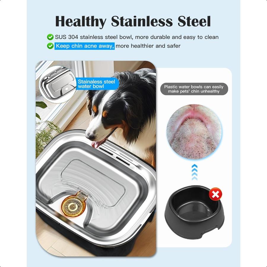 Dog Water Fountain Stainl Steel 2.6 Gallon 10L Pet Water Fountain Cat Water Fountain Dog Water Bowl Dispenser for Large Dogs Mu