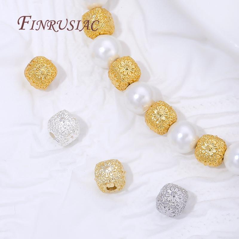 5.5mm 18K Gold Plated Brass Square Beads For Beading,Metal Separator Beads For Bracelets Accessories,DIY Jewelry Making Supplies