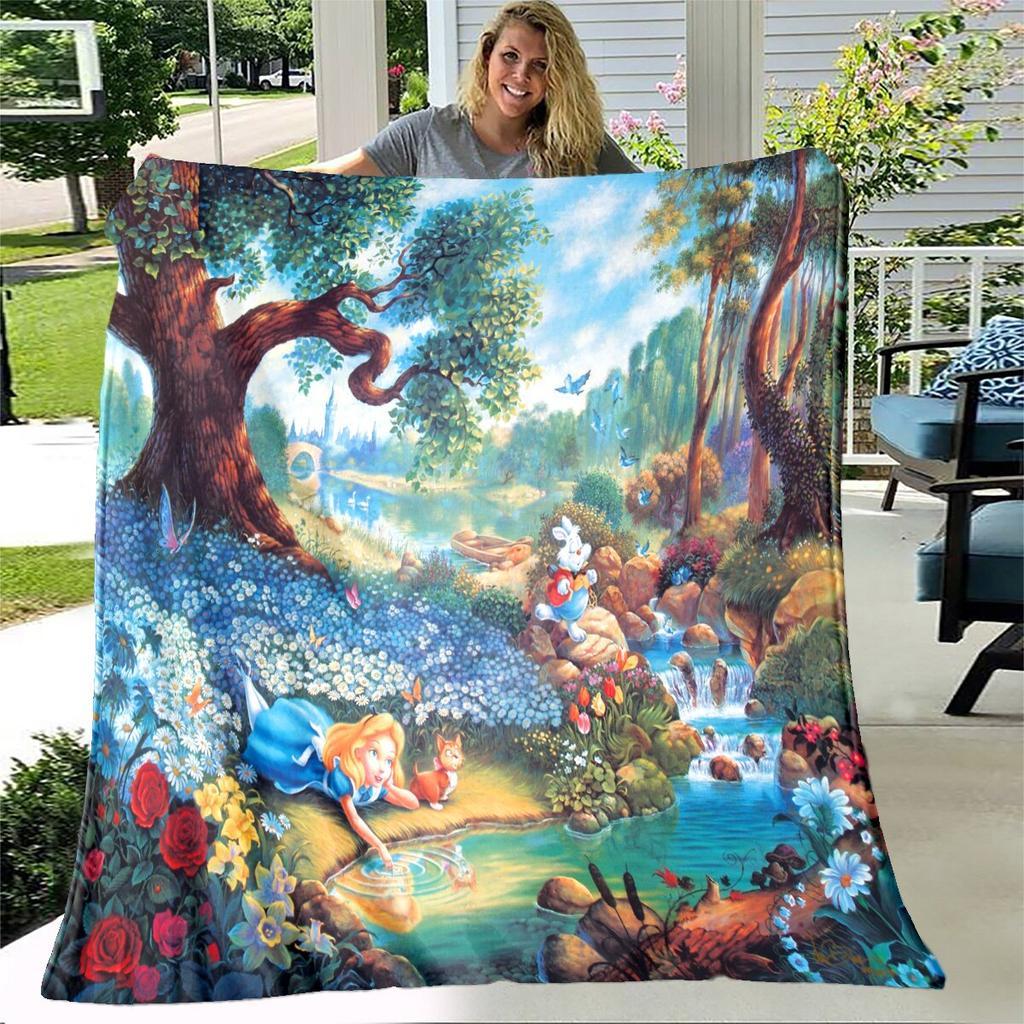 Alice Blanket Alice In Wonderland Blanket Flannel Blanket Bedding Throw Soft Cartoon Bedspread Sofa Blanket Kids Blanket Gift