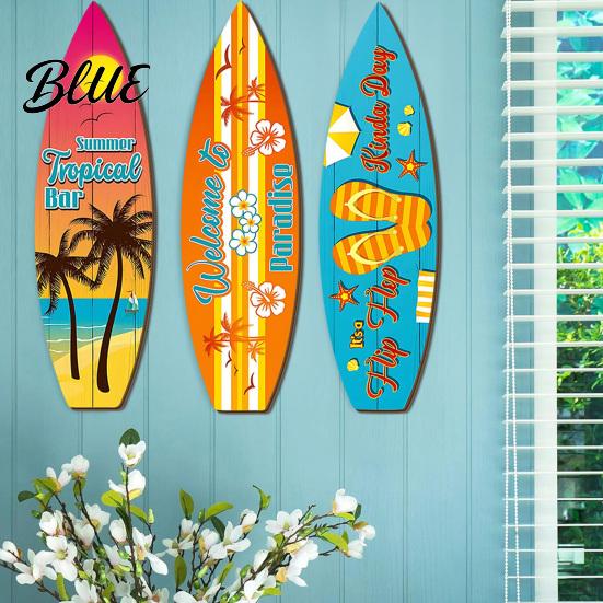 Coastal Home Decoration Decor Sign Wall Wooden Art Hawaiian Surfboard Tropical Beach Summer Aloha Theme Hanging Plaque Sign for