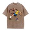 Beast Football Anime Aufdruck T-Shirt Herren Damen Kleidung Vintage Gewaschen Übergroßes T-Shirt Sommer Kurzarm Oberteile