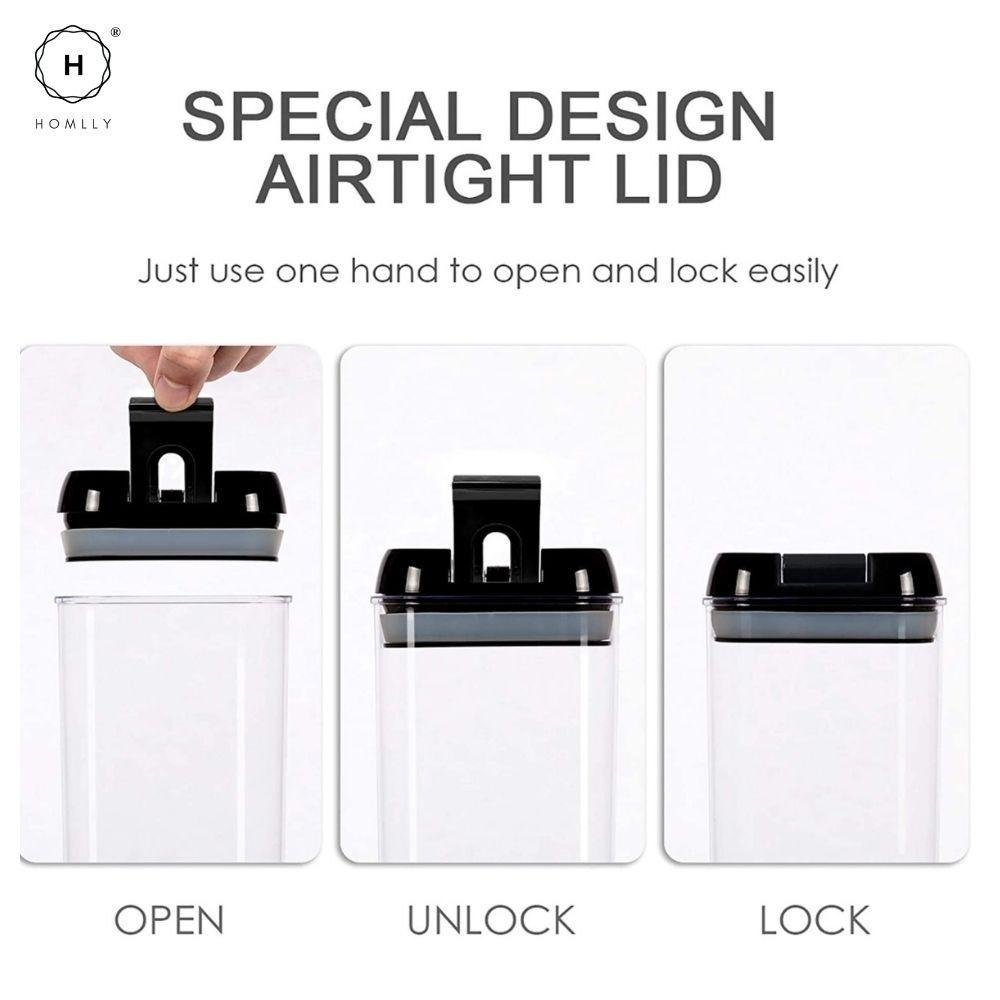 Homlly Uno 7 pieces BPA Free Air Tight Food Cookie Storage Cereal  Plastic Containers Set (Free Label Stickers)