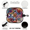 2D-Boho Floral Print Protective Sunglasses Case, Colorful Mandala Pattern Eyeglasses Storage Pouch, Zipper Travel Eyewear Organizer for Women Gift