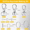 523Pcs Lot of Keychain Making Components Jump Rings for Jewelry Supplies DIY Creative Accessories Gift