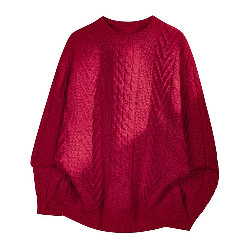 Men s Round Neck Sweater 2025: Warm, Plus Velvet, Trendy Knitwear for Autumn & Winter Couples 2XL