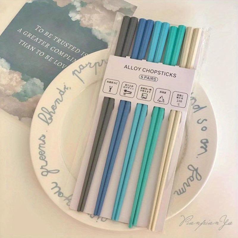 5 Pairs Random Color Morandi Color Octagon Pink Girl Heart Macaron Unpainted Chopsticks Set