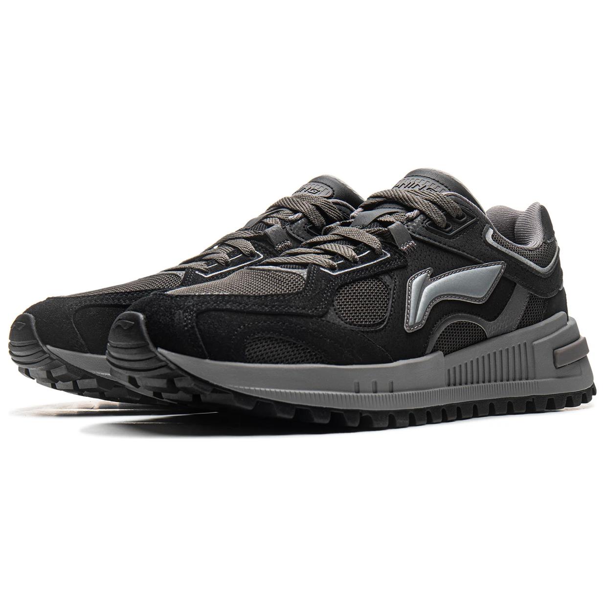 

Новые мужские повседневные кроссовки LiNing Wind Rider 2.0 с амортизацией, износостойкие, с низким верхом, черно-серые, AGCU373-5 45