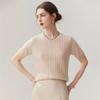 Lekasha 100% Pure Cashmere Short-Sleeve Round-Neck Pullover.