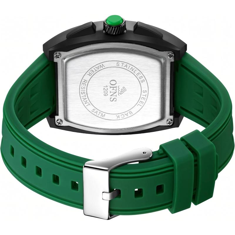 New Business Cool Wine Barrel Shaped Hollowed Dial Men's Wristwatch Silicone Strap Waterproof Luminous Quartz Male Watch