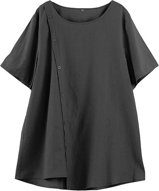 

2026 Spring/Summer European & American Style Solid Color Loose Irregular Hem Shirt for Women Extra Large чёрный