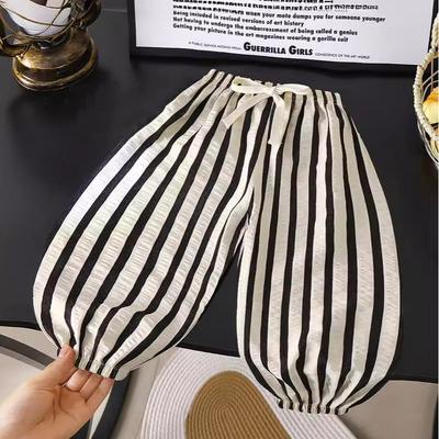 Summer Pants Kids Boys Girls Clothes Baby Outer Wear Elastic Bands Loose Striped Pants For Children Girls Boys Cool Pants