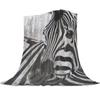 Animal Zebra Black and White Stripes Pattern Flannel Throw Blanket  Soft Lightweight Warm Cozy Kid Adult Travelling Camping Gift