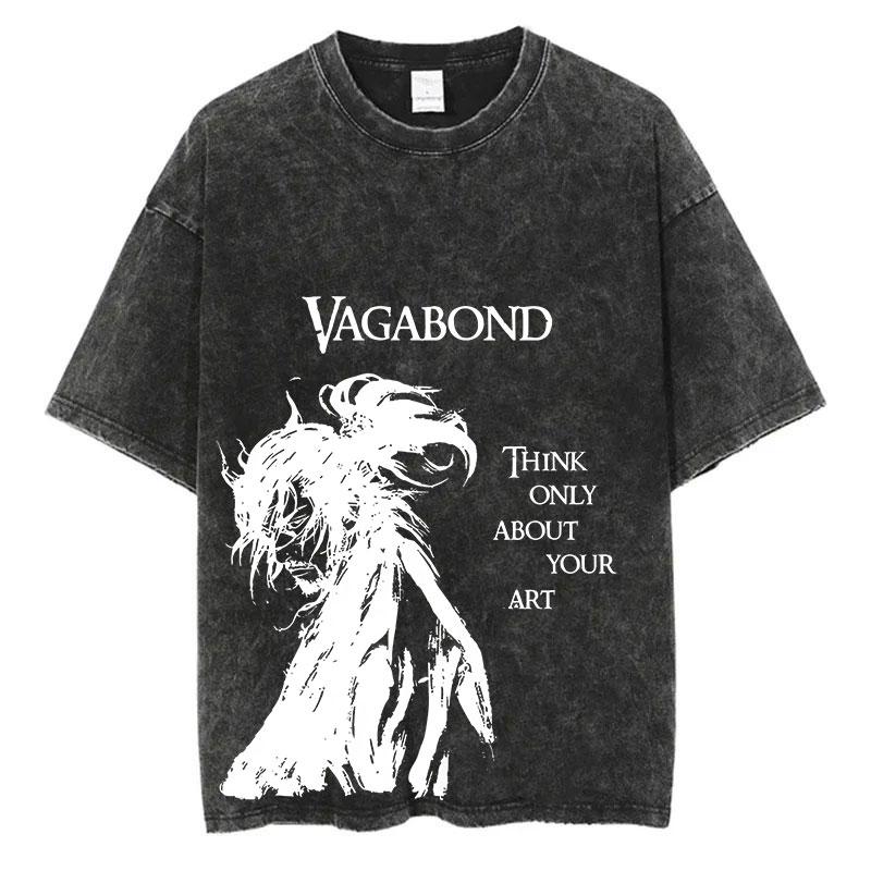 Anime Vagabond Graphic Print Washed New Arrival Unisexs Clothes Tee Shirt Homme Graphic TShirts Unisex Tshirt for Unisex Tshirt XL