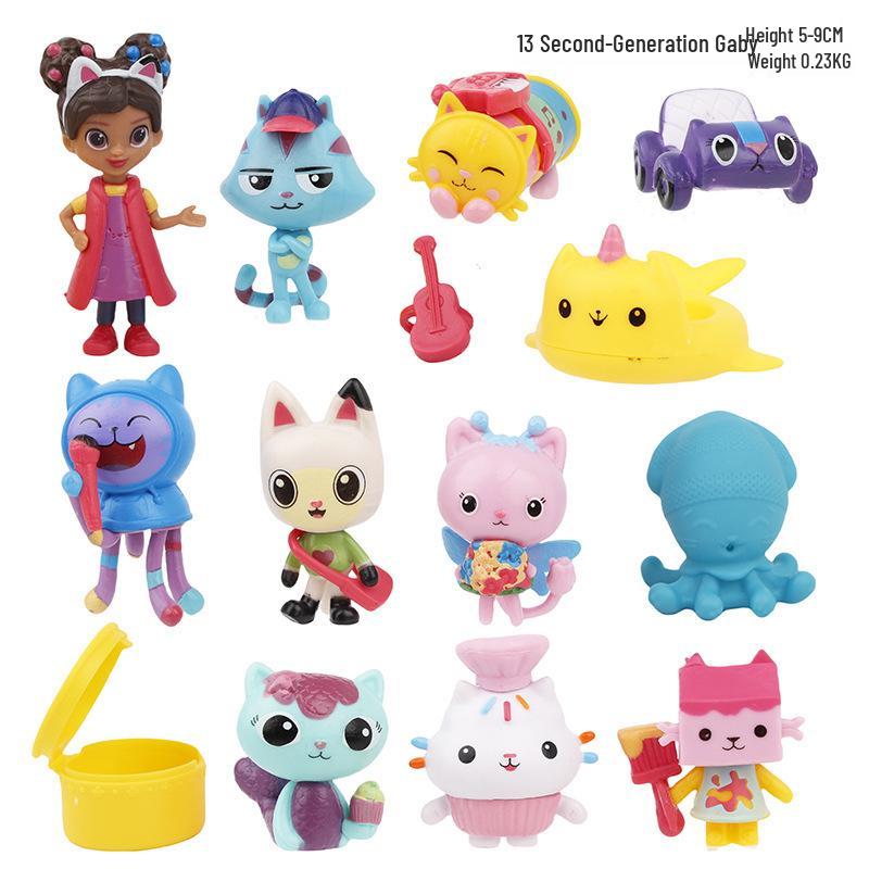 Set of 13 Gabby's Dollhouse Figures & Gashapon Dashboard Micro Landscapes