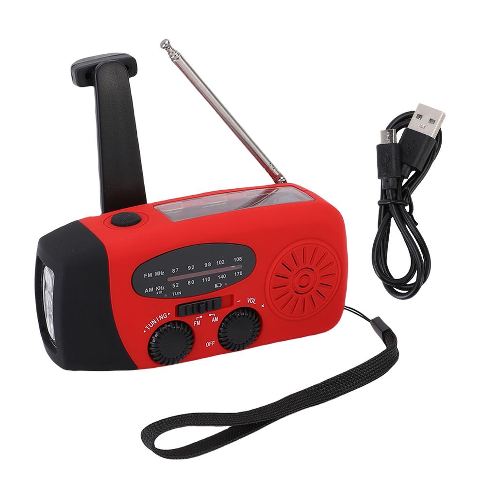 Emergency Radio Portable Solar Micro USB Hand Crank AM FM NOAA Radio with 3 LED Lights Power Bank Fo