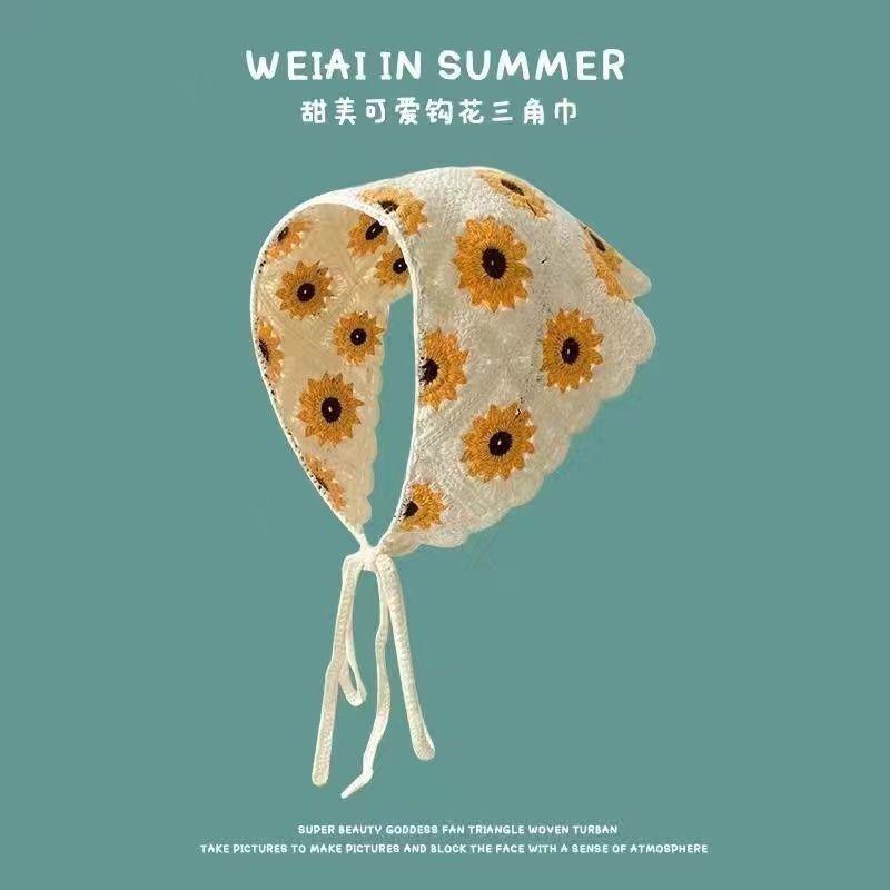 

Корейский милый ручной работы крючком полый треугольный ободок полотенце для женщин весна и лето путешествия литературный фото шарф для волос