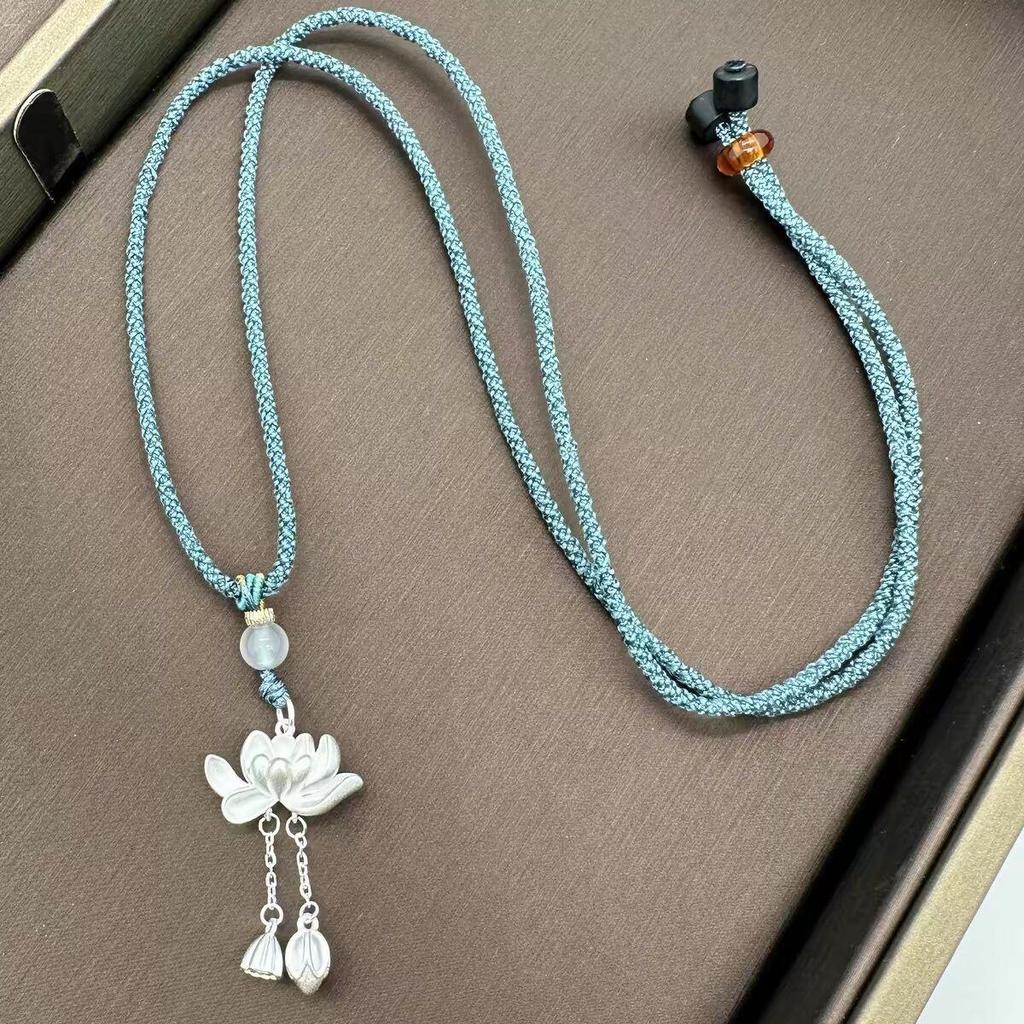 Nový náhrdelník s přívěskem lotosu v čínském stylu - Vysoká barevná stálost a vynikající 3D design, symbolizující dvojí štěstí