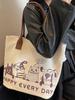 Autumn Winter Lightweight Canvas Tote Bag - Versatile Large Capacity Shoulder Bag for Women and College Students