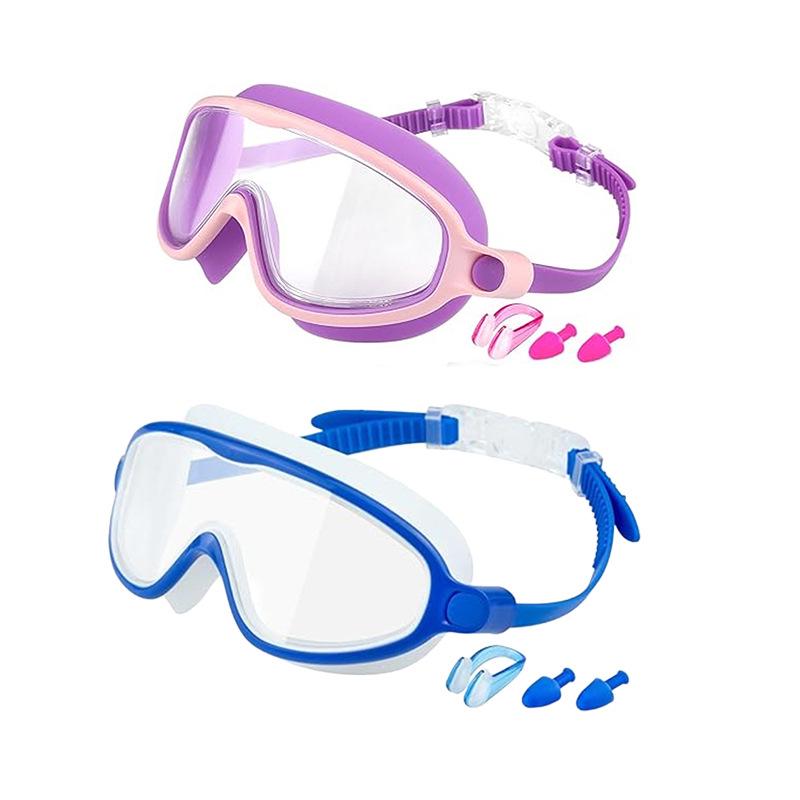 Children's Large Frame Swim Goggles with Nose Cover, Waterproof Anti-Fog, for Boys and Girls