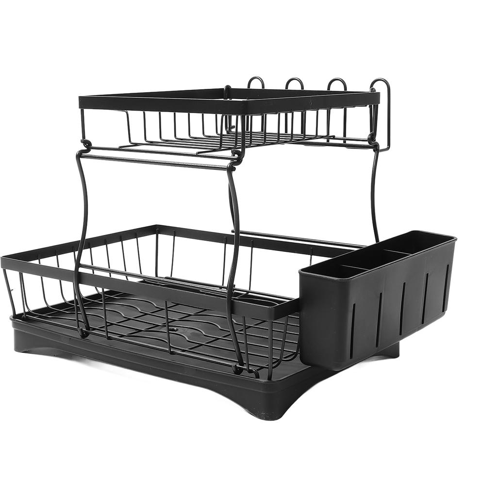 Dish Drying Rack Multipurpose Large Capacity Strong Load Bearing 2 Tier Dish Rack with Drainboard fo