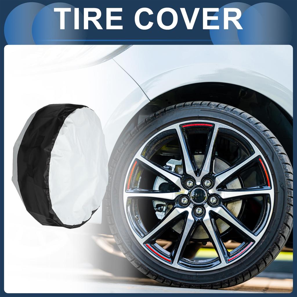 INFINAUTO 65cm Diameter 37cm Height Mini Car Tire Cover Fits 210D Oxford Fabric Black Light Gray 1pcs