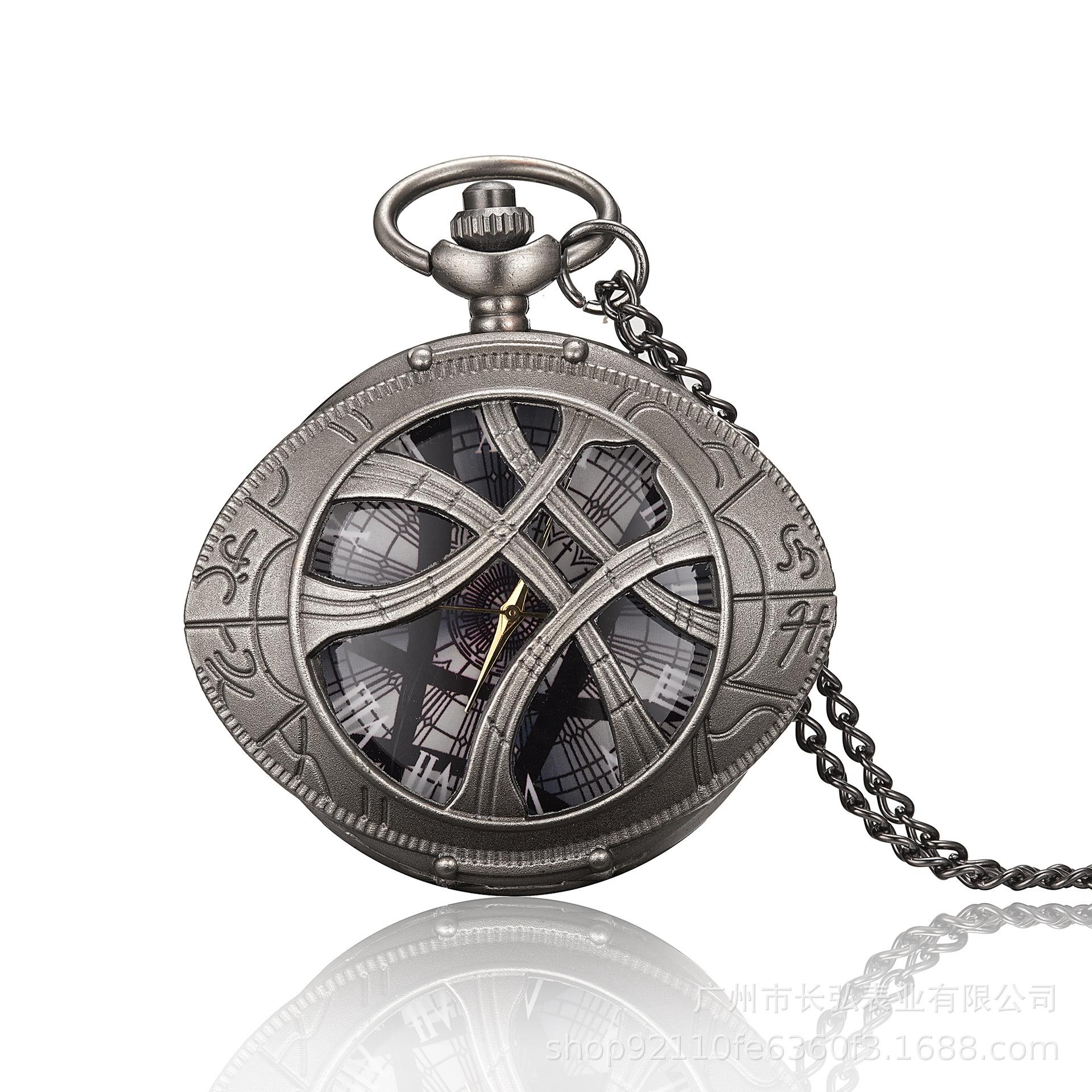 Ожерелье «Ангельский глаз», карманные часы, креативные полые антикварные винтажные часы-кулон, аниме-периферия, студенческие откидные кварцевые часы чёрный