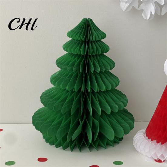 Layered Christmas Tree Decorations Decoration Hanging Ornament Easy Assembly Aesthetic Holiday Ornaments Festive Decor 3D Honeycomb Paper Setting
