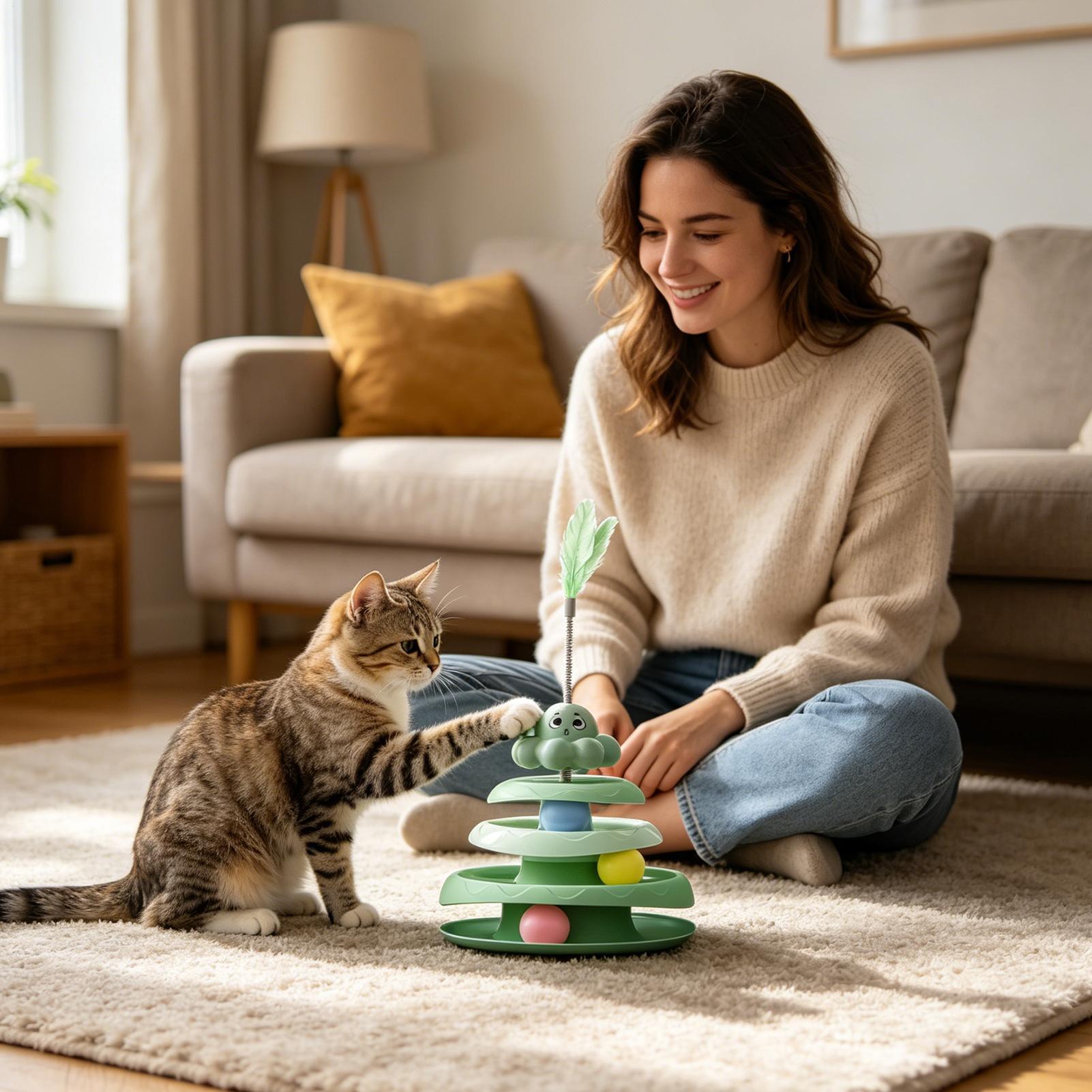 Cat Ball Track Interactive Rotating Fun Ball Interactive Cat Toys For Training Boredom Relief Mental Stimulation Scratching China Mainland