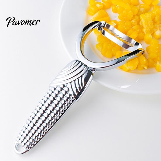 Portable Corn Peeler Manual Peeler, Zinc Alloy Kernel Stripper with Serrated Blade, on Thresher The Cob Tool for Fresh Corn, Kitchen Gadget BBQ Salad