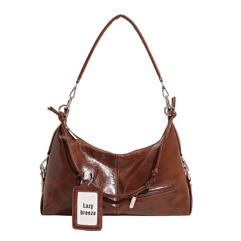 

Autumn and winter versatile textured bag women s 2025 new fashion shoulder bag large capacity messenger bag retro commuter bag коричневый
