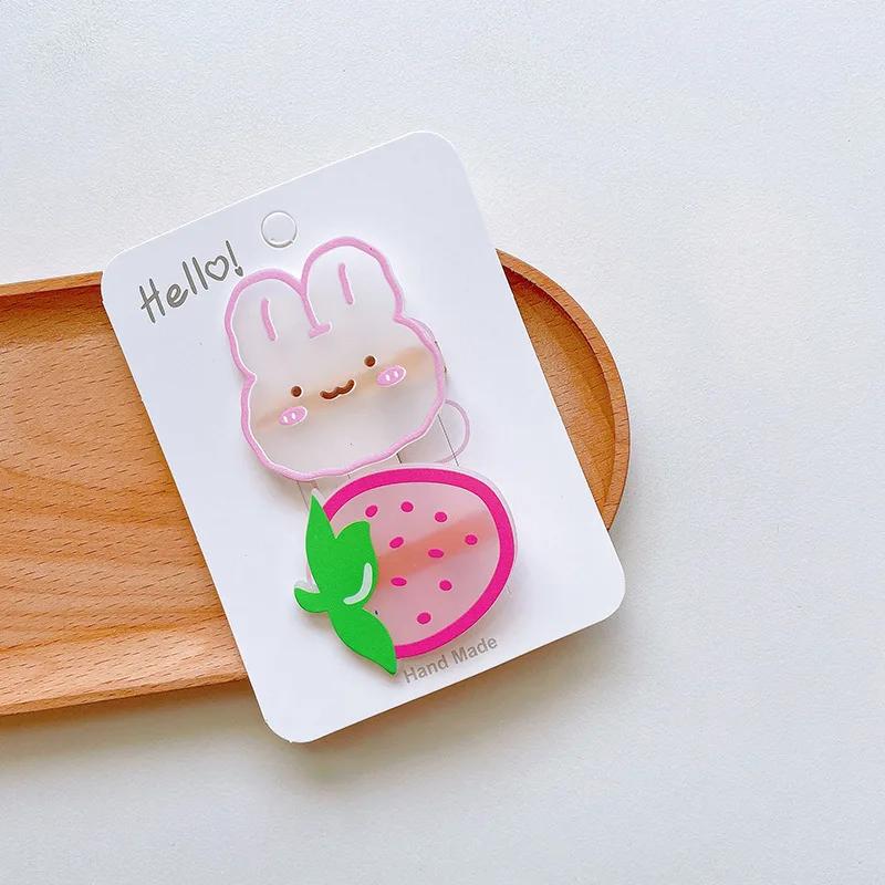 

Korean Cute Acrylic Animal Hair Pin Rabbit Strawberry Hair Clips for Little Girls Headwear Girls Kids Hair Accessories