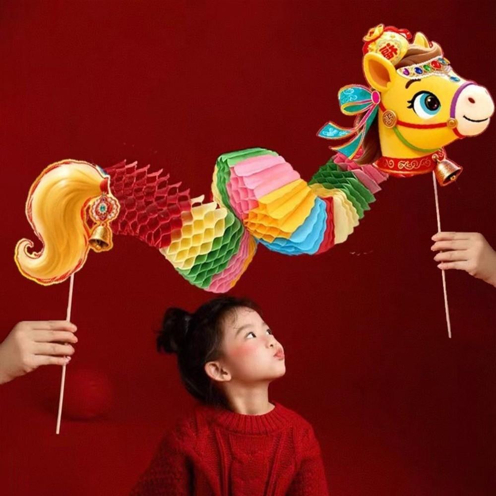 Funny Cartoon Chinese Paper Dance Horse 3 D Handmade Dragon Horse 2026 Horse Year Craft New Year Decoration Shopping Mall