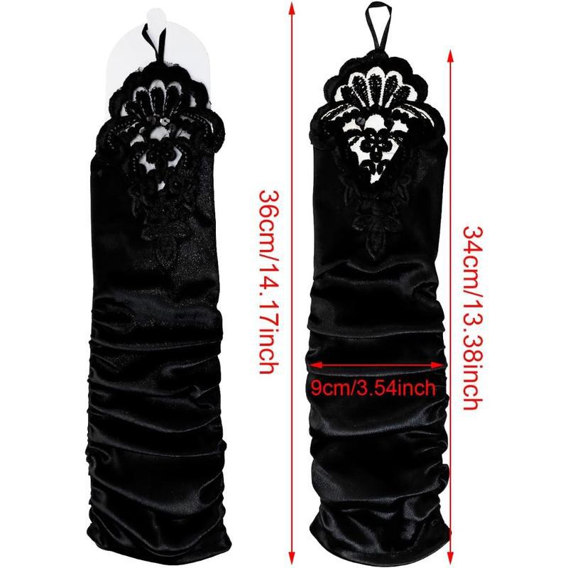 Meier New 1920s black long opera gloves with finger rings - stretchable